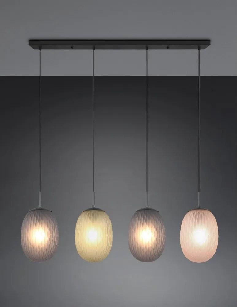 Матово черно висящо осветително тяло със стъклен абажур Facette – Trio