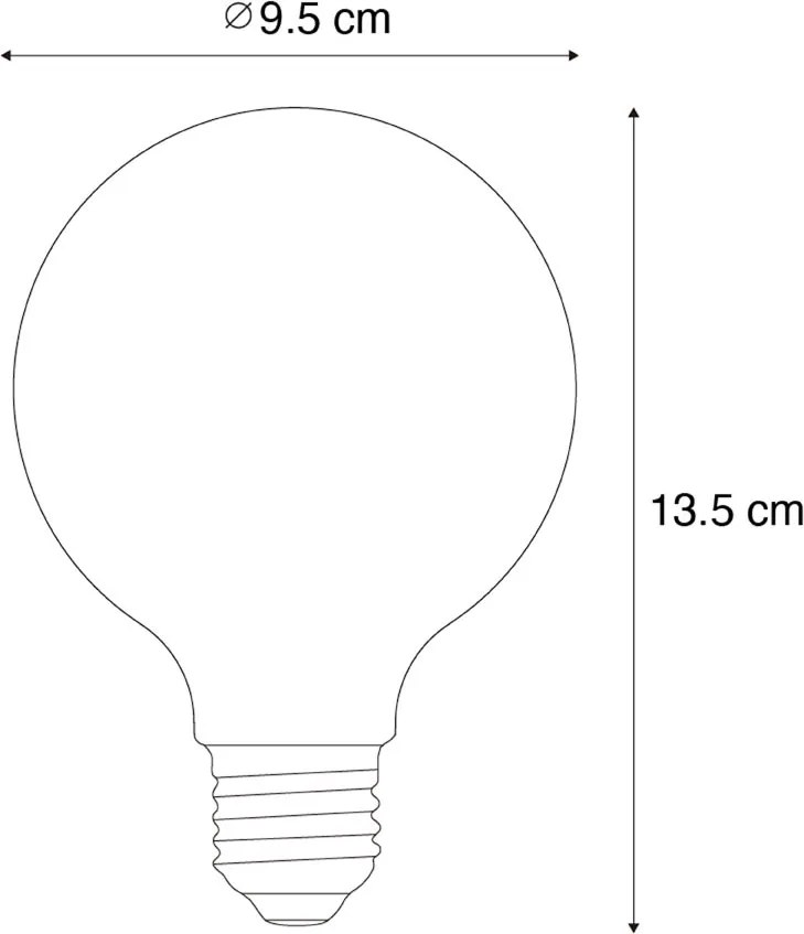 Комплект от 5 LED крушки E27 с 3-степенно димиране G95 4W 450 lm 2700K
