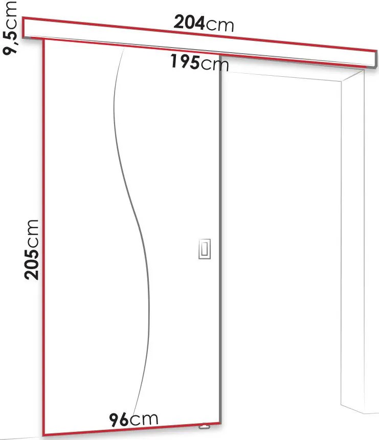 Плъзгаща се врата Fala -Fusiko-Length: 96 cm