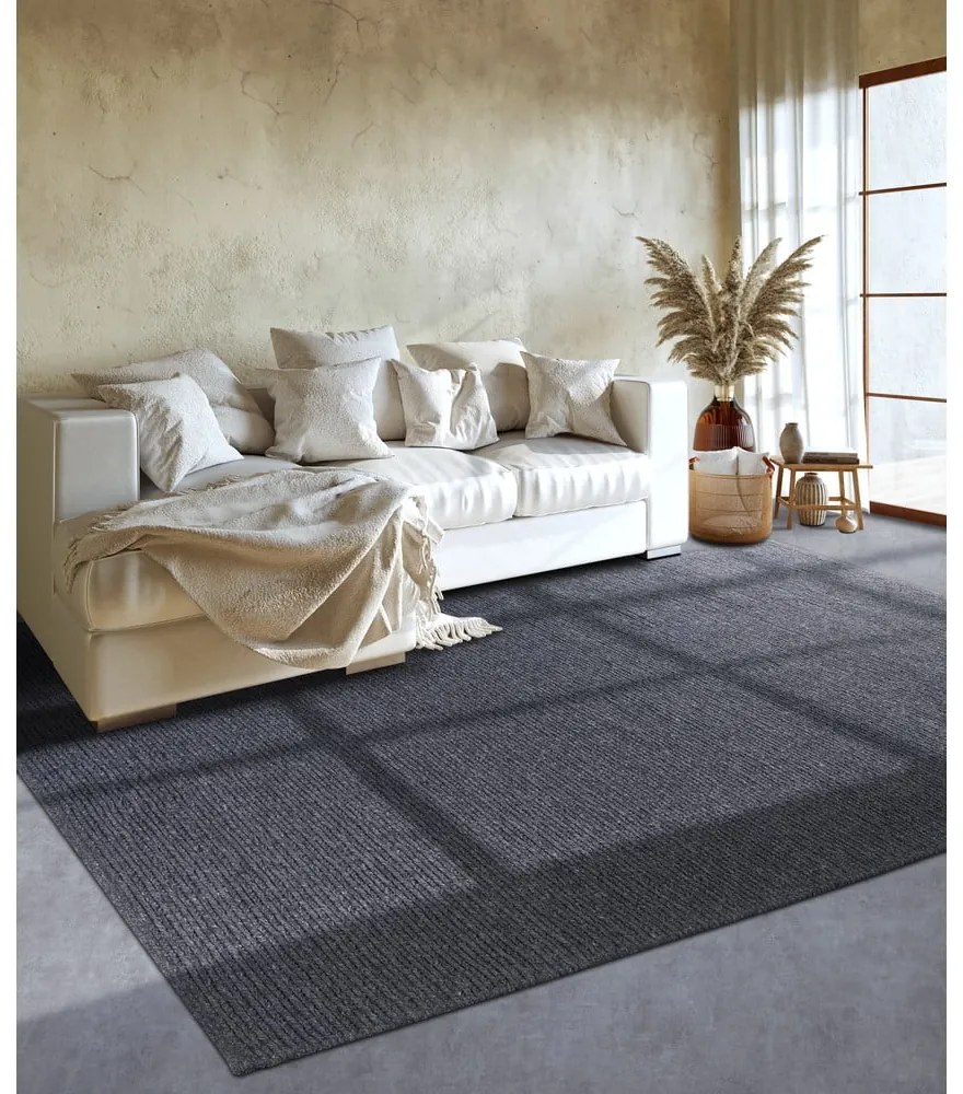 Тъмносив ръчно изработен вълнен килим 60x90 cm Francois – Villeroy&Boch