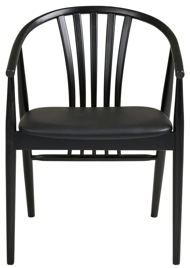 Черен трапезен стол с подлакътници от масивен бук Agustin – House Nordic