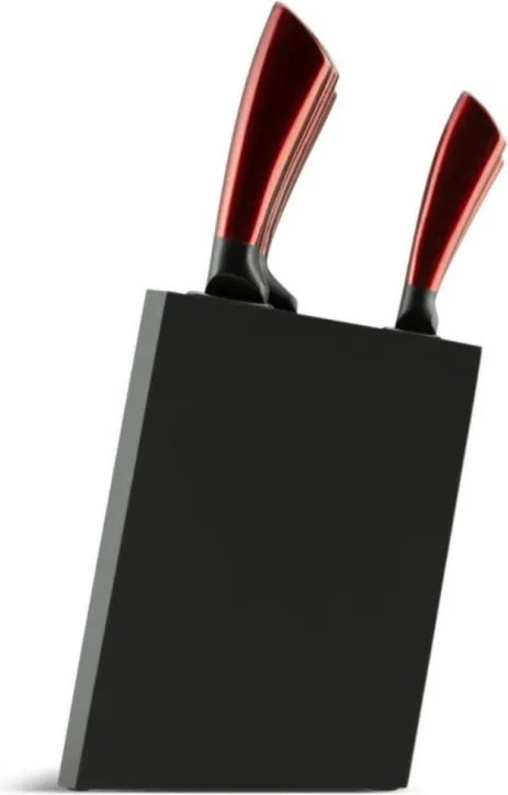 Комплект 5 бр ножове Edenberg EB-936, Карбонова стомана, Поставка, Червен