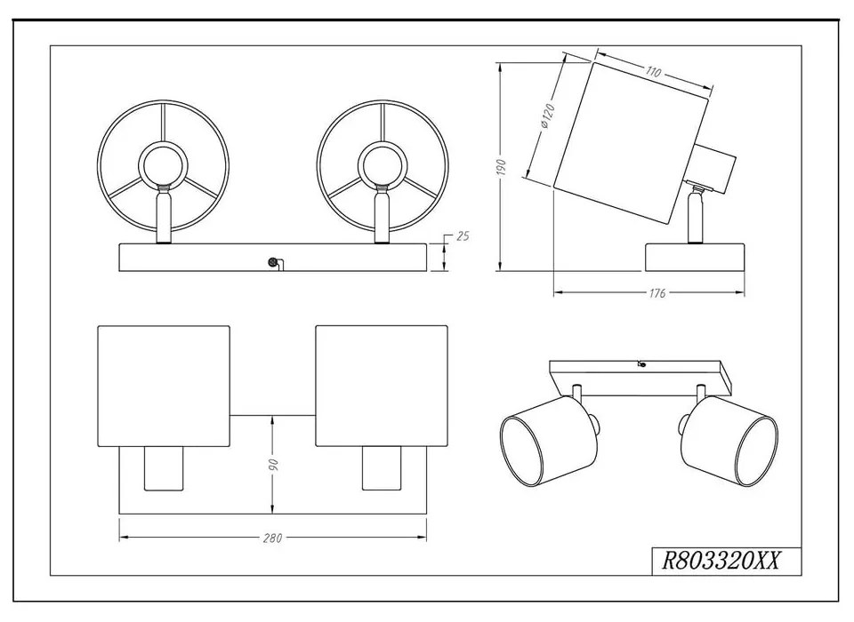 Бяло/сиво осветително тяло за таван с текстилен абажур ø 12 cm Tommy – Trio