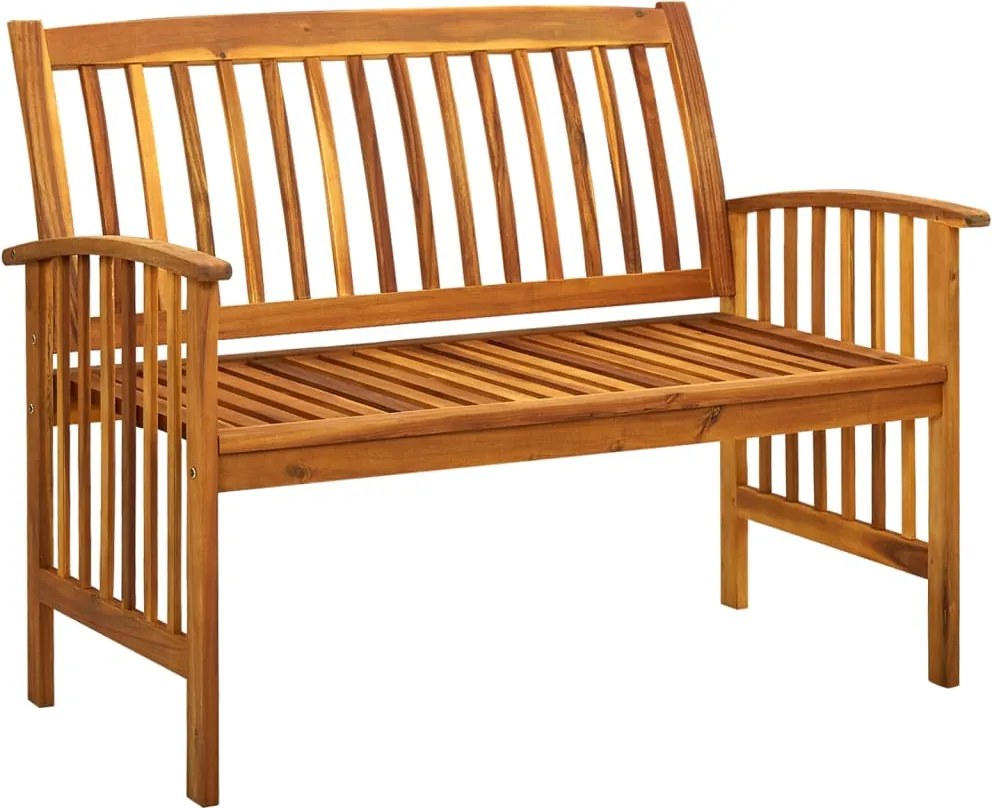 312133 vidaXL Градинска пейка с възглавница, 119 см, акация масив