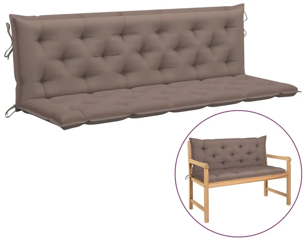 Възглавница за градинска пейка таупе 180x(50+50)x7 см оксфорд