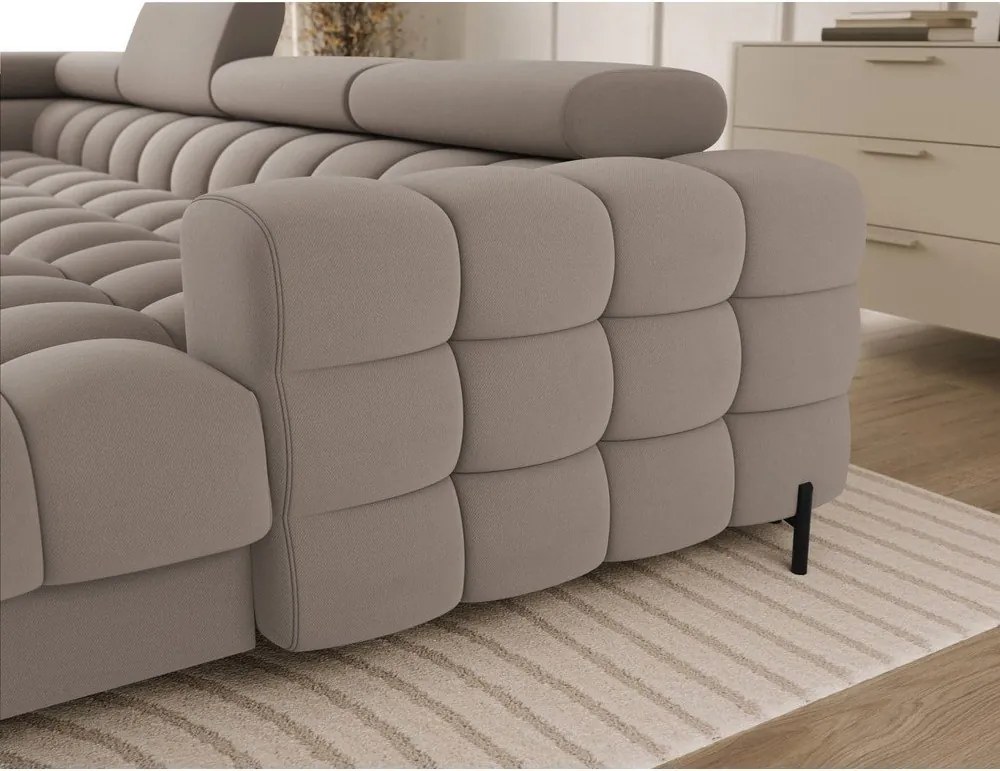 Светлокафяв кадифен разтегателен ъглов диван (ляв ъгъл U форма) Feraria – ELTAP