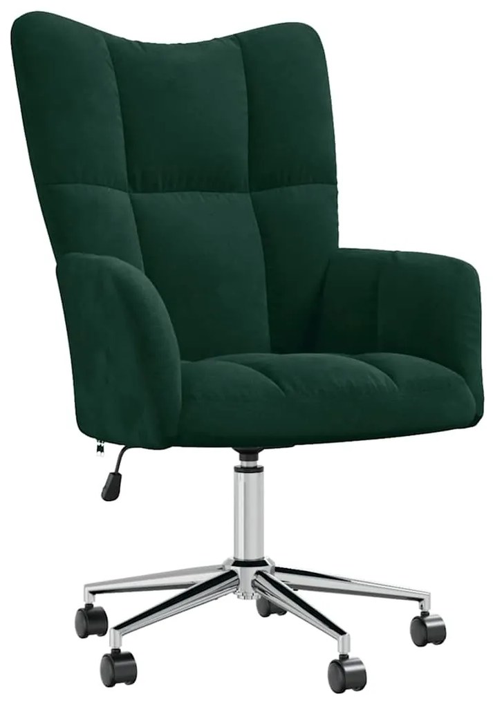 328163 vidaXL Релакс стол, тъмнозелен, кадифе