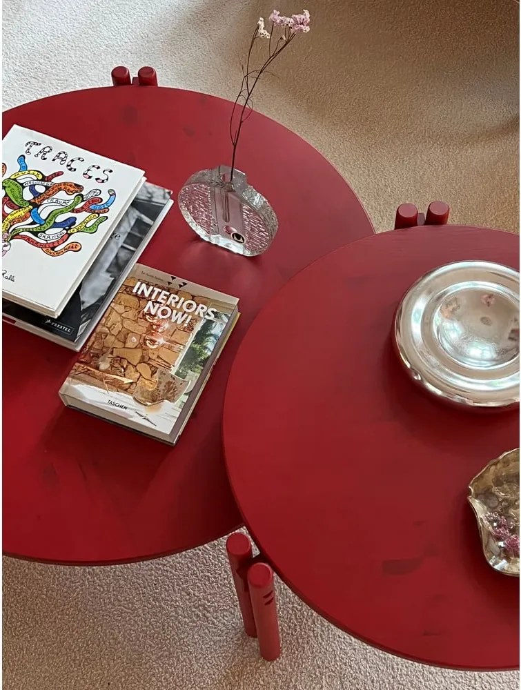 Зелена кръгла масичка за кафе от масивен бор ø 60 cm Sticks – Karup Design