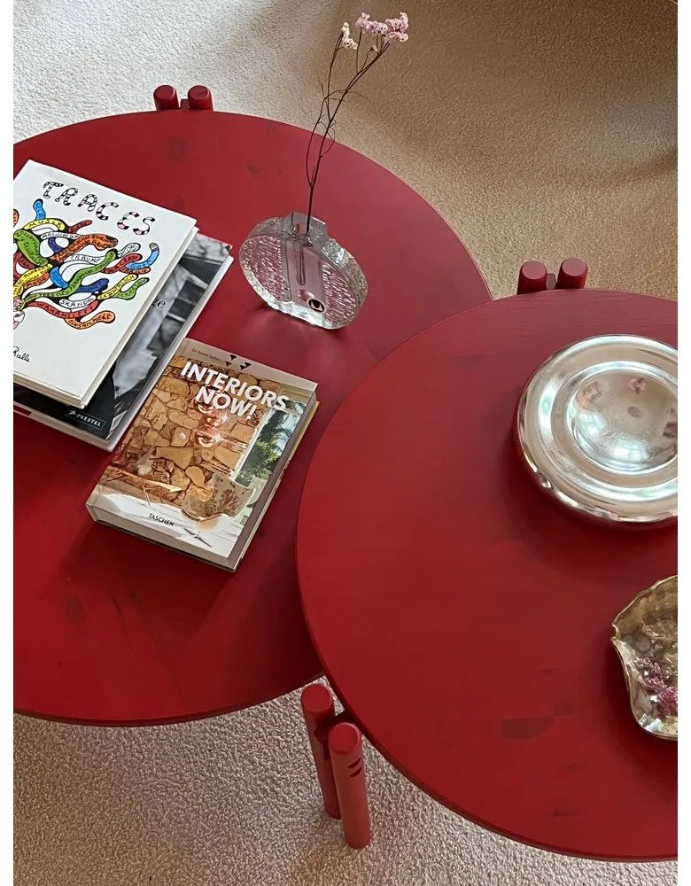 Зелена кръгла масичка за кафе от масивен бор ø 80 cm Sticks – Karup Design