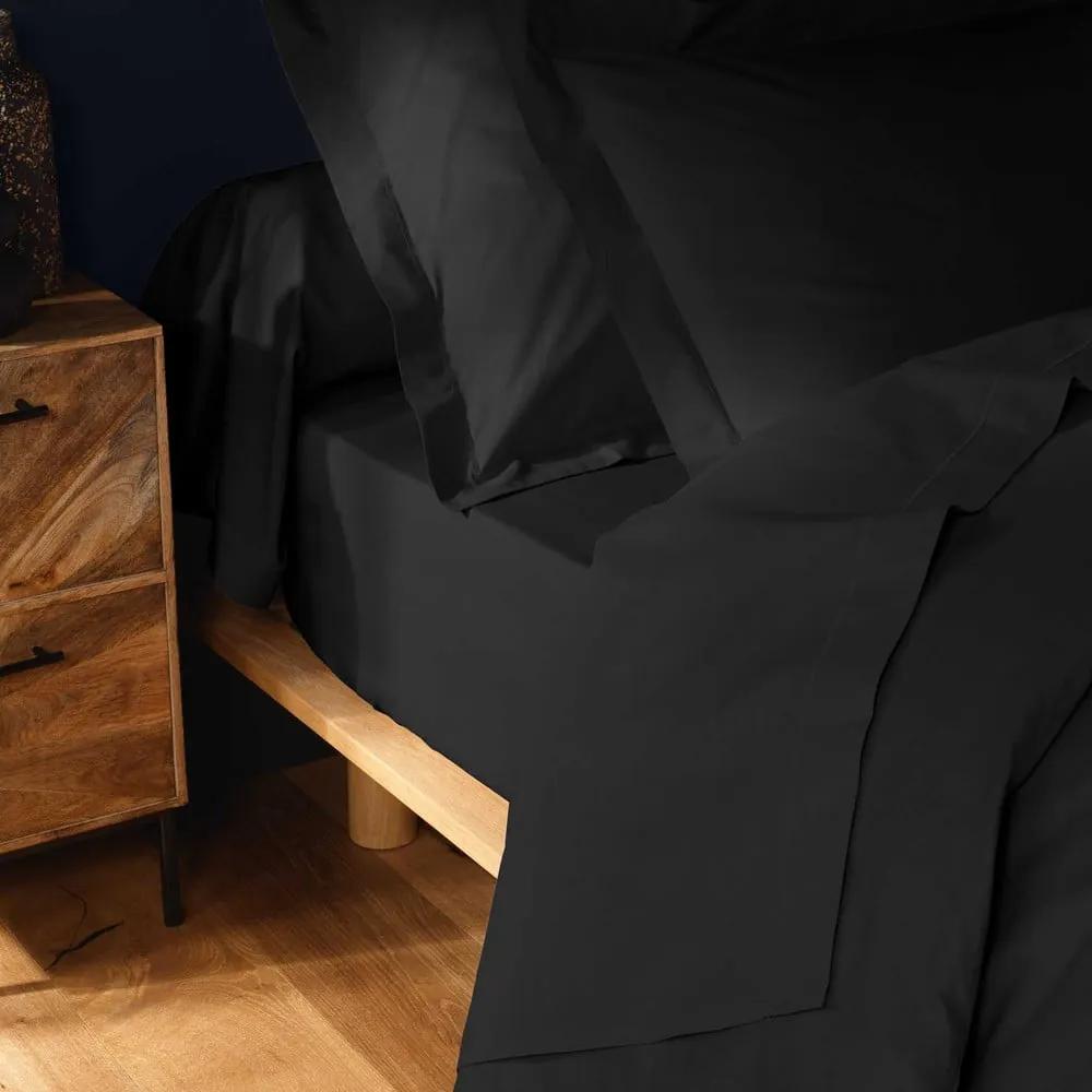 Черен памучен чаршаф 180x290 cm Lina – douceur d'intérieur
