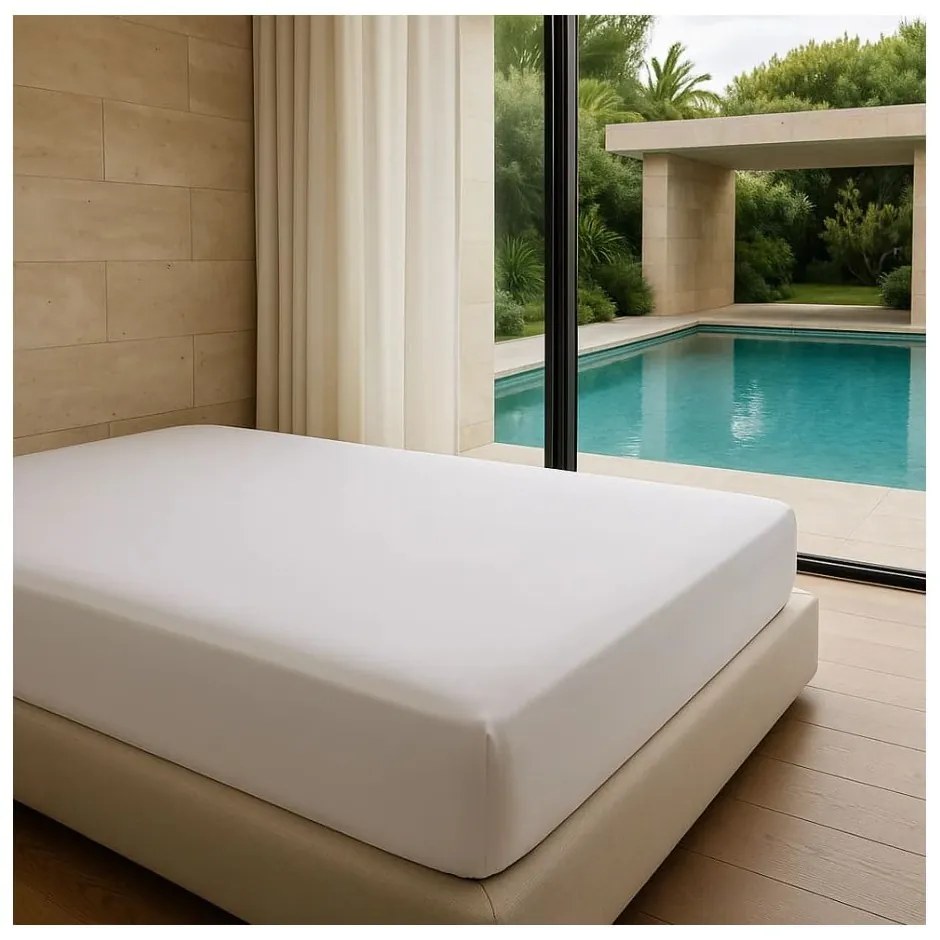 Бял еластичен чаршаф от памук Renforcé 200x140 cm Ranforce – Mila Home Luxury