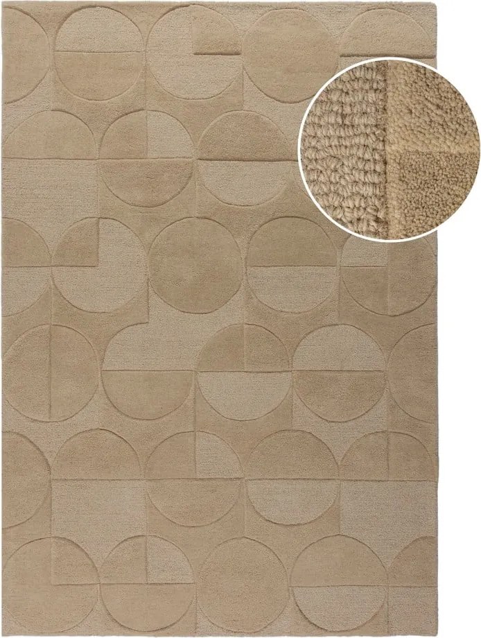 Ръчно изработен вълнен килим в естествен цвят 240x340 cm Gigi – Flair Rugs