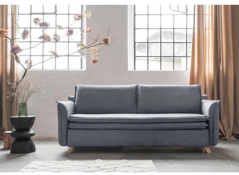 Сив кадифен сгъваем диван 225 cm Charming Charlie – Miuform