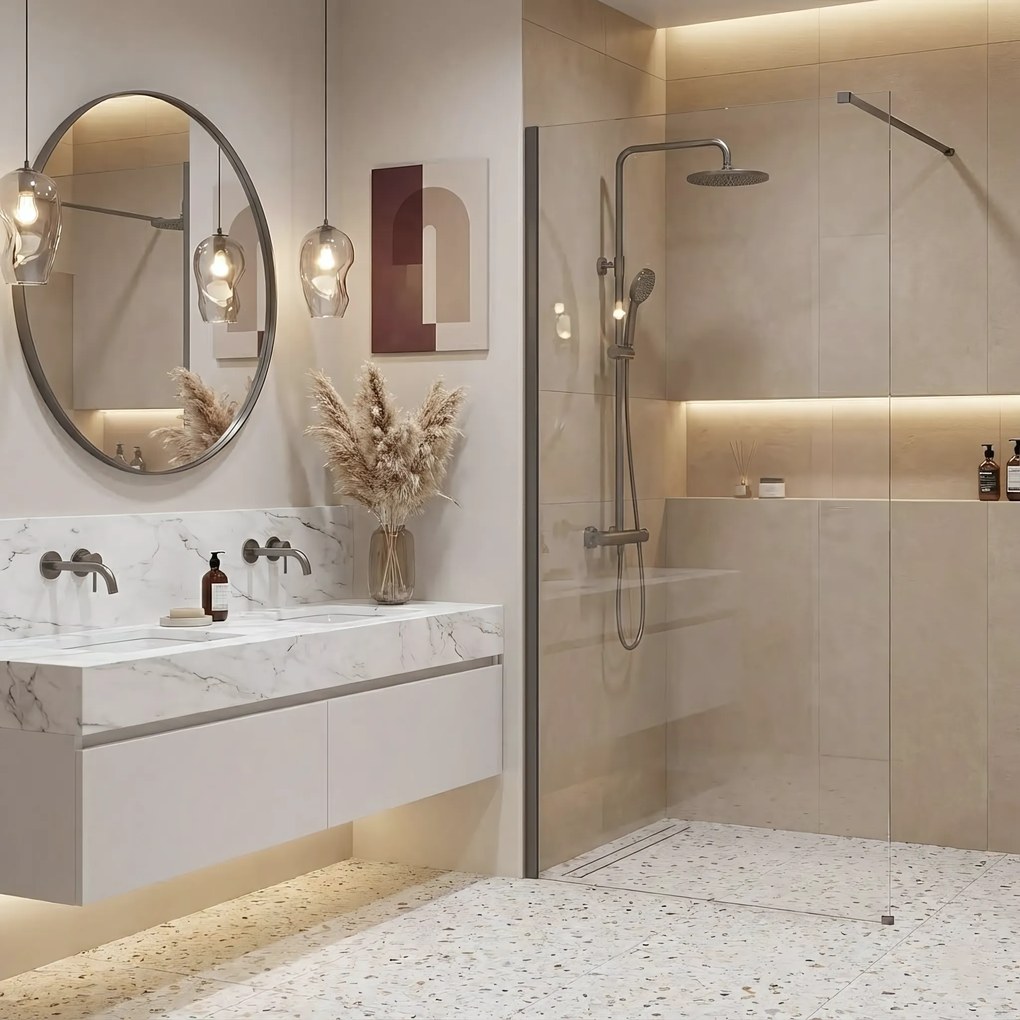 Параван за душ Rea Flexi Transparent / Titan 80