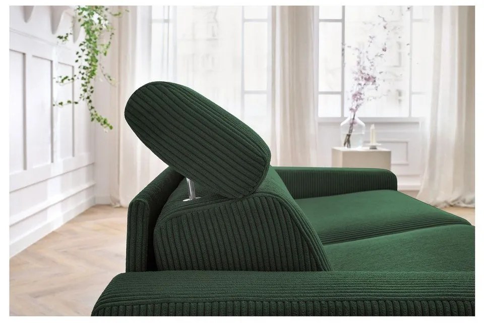 Тъмнозелен разтегателен диван от рипсено кадифе 215 cm Monaco – Bobochic Paris