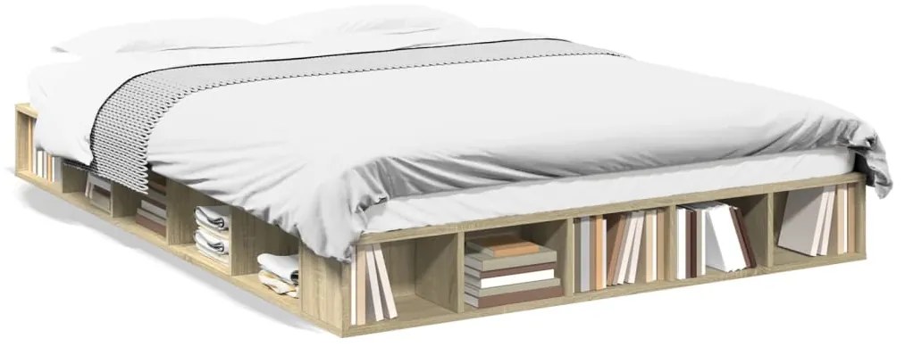 3280470 vidaXL Рамка за легло, дъб сонома, 150x200 см, масивно дърво