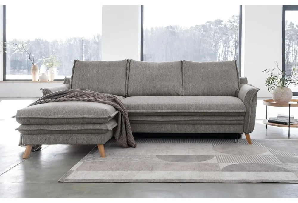 Сив разтегателен ъглов диван (ляв ъгъл) Charming Charlie – Miuform