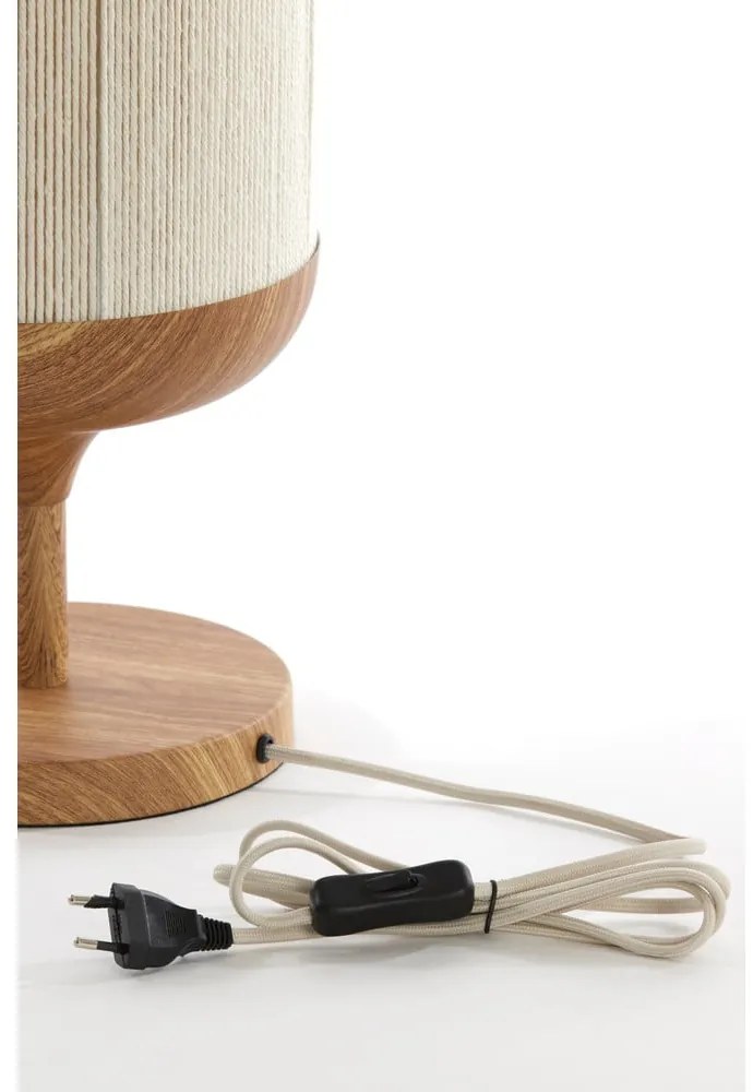 Настолна лампа в естествен цвят с текстилен абажур (височина 50 cm) Dania – Light & Living