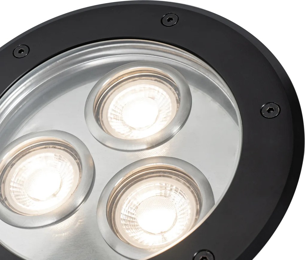 Комплект от 3 модерни наземни прожектора черни 3-светлини IP65 - Tribus