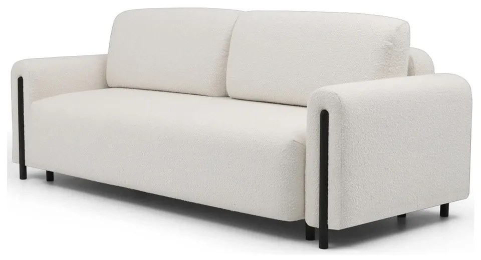 Сгъваем/с място за съхранение диван от прежда с примки от букле в цвят слонова кост 244 cm Arcadova – ELTAP