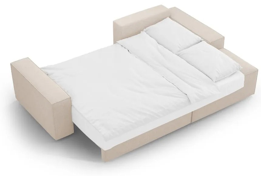 Бежов разтегателен ъглов диван от букле (десен ъгъл) Jodie – Micadoni Home