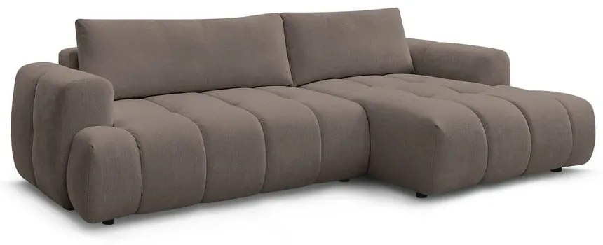 Кафяво-сив сгъваем/с място за съхранение ъглов диван (десен ъгъл) Fuji – Bobochic Paris