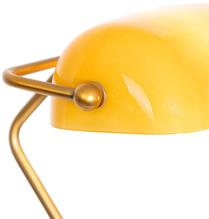 Класическа подова лампа за нотариус бронз с кехлибарено стъкло - Banker