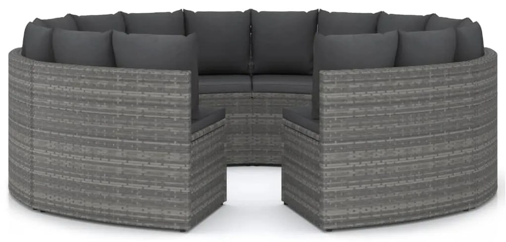 3064903 vidaXL Градински комплект с възглавници, 8 части, полиратан, сив