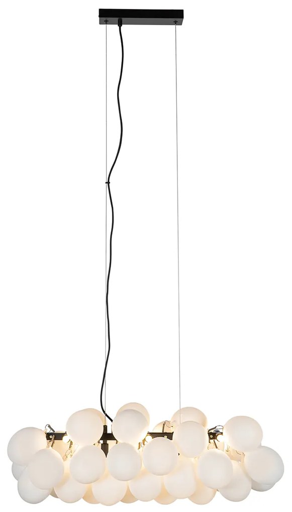 Висяща лампа черна с опалово стъкло 8-светлина овална - Uvas