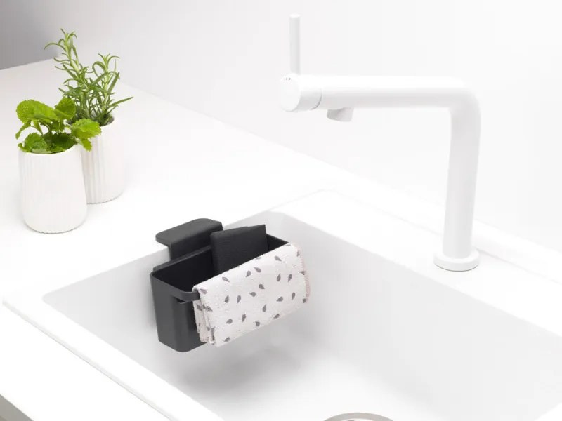 Органайзер за мивка Brabantia SinkSide 1003310, Закрепване за стената на мивката, Перфорирано дъно, Тъмносив