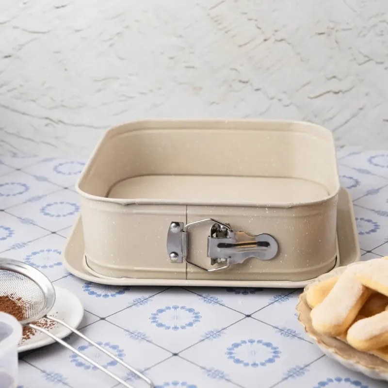 Форма за печене с падащо дъно Kinghoff KH 1977, 27.5 см, Мраморно покритие, Бежов