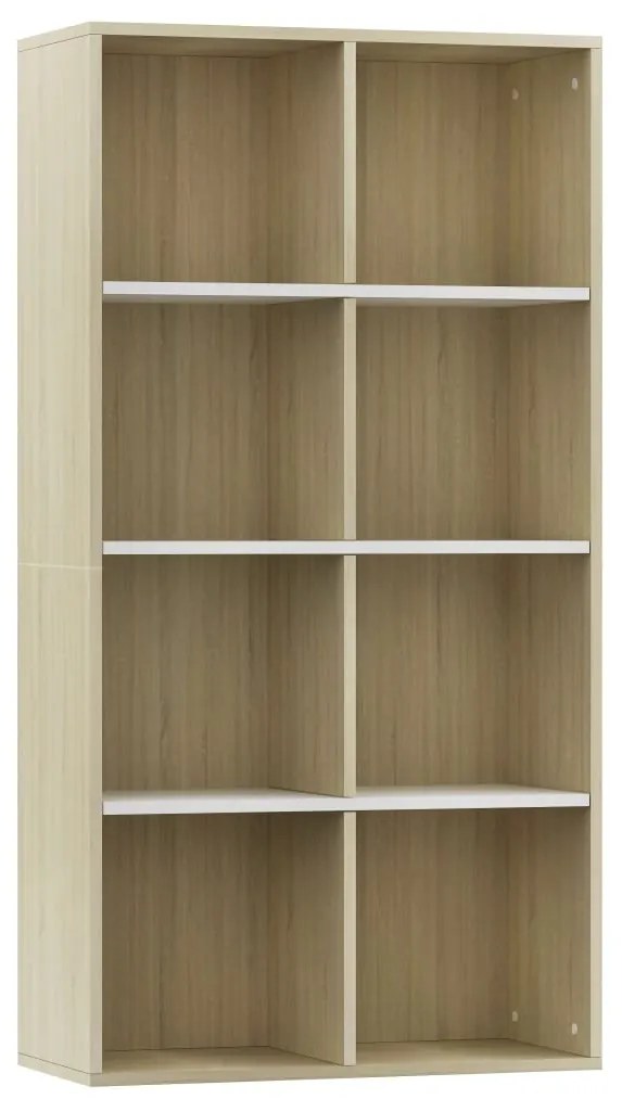 800158 vidaXL Библиотека/бюфет бяло и дъб сонома 66x30x130 см инженерно дърво
