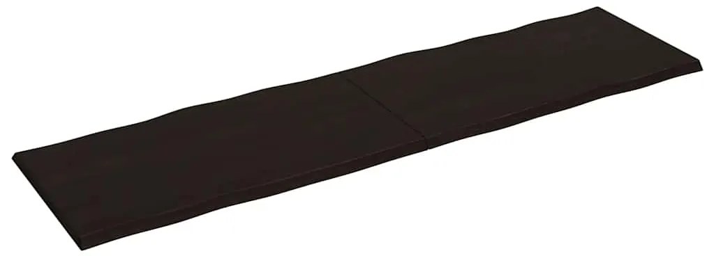 364056 vidaXL Плот за маса тъмнокафяв 220x60x(2-4) см обработен масивен дъб