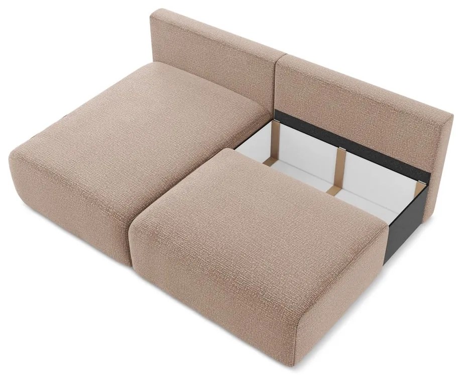 Светлокафяв разтегателен ъглов диван с място за съхранение (ляв ъгъл) Kalena – Makamii