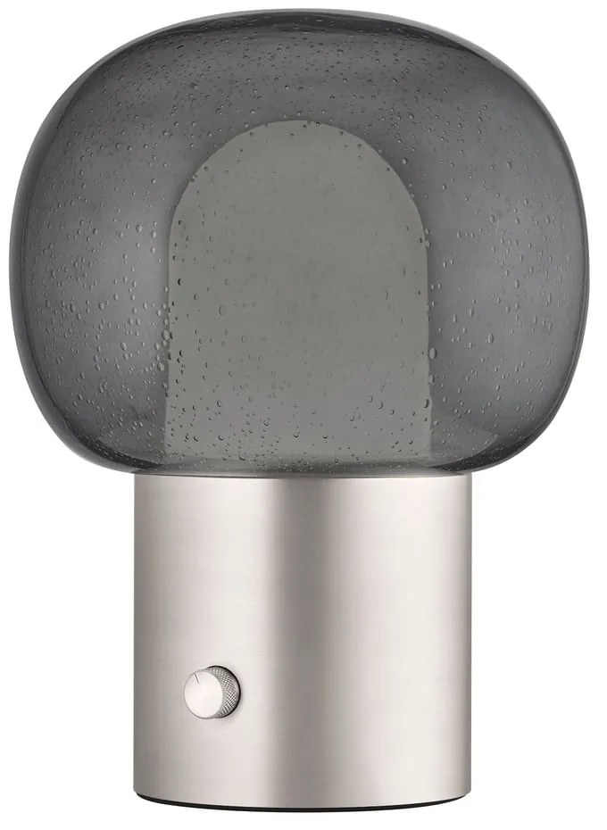 Алуминиева LED настолна лампа в сребрист цвят със стъклен абажур (височина 32 cm) Iris – Blomus