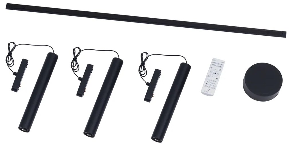 Модерна релсова система с 3 черни висящи лампи 1-фазов - Magnetic Cassie