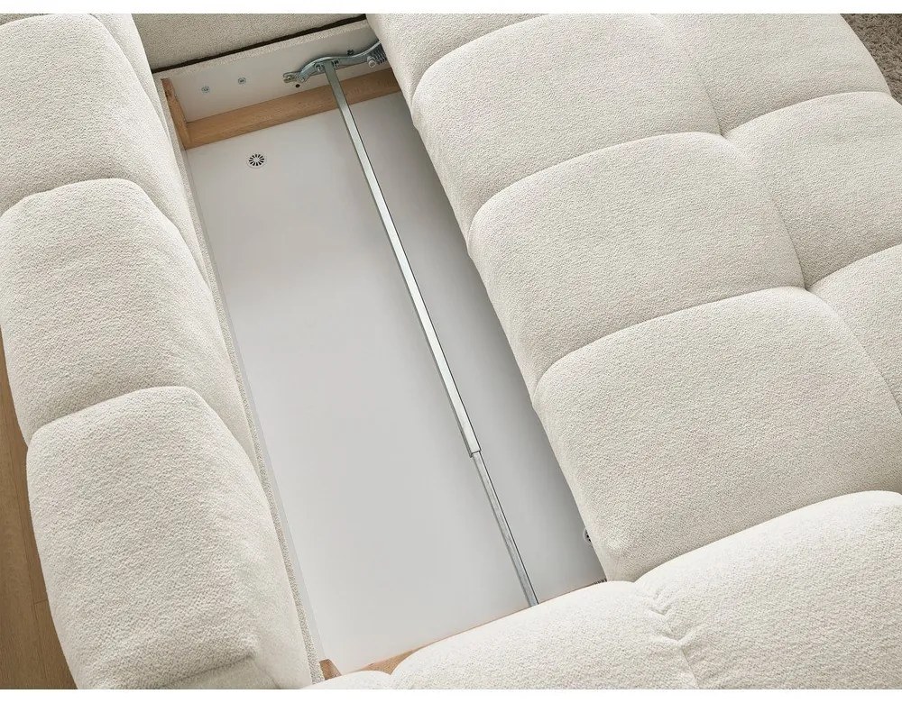 Бял шенилов сгъваем/с място за съхранение ъглов диван (десен ъгъл/L форма) Everest – Bobochic Paris