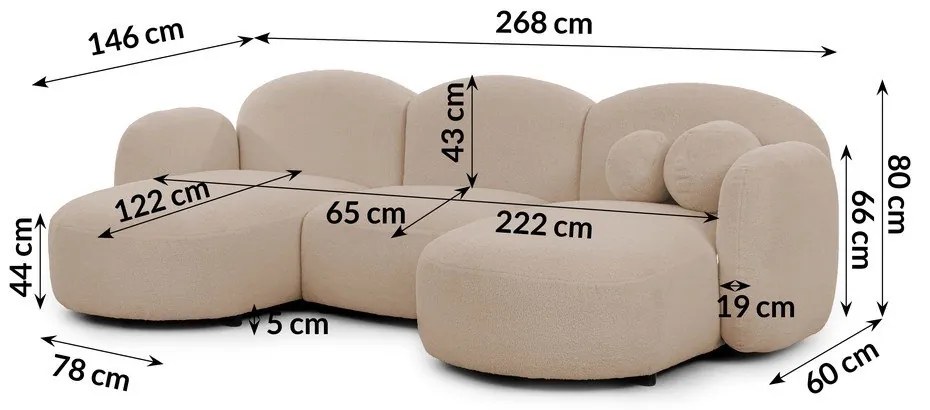 Светлокафяв ъглов диван от букле (U форма) Orbit – Ropez