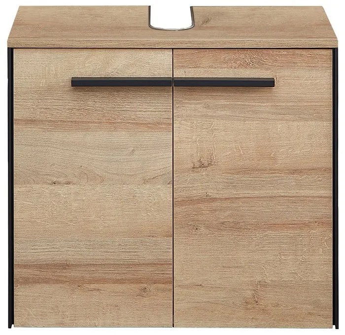 Стенен шкаф за мивка от декор от дъб в естествен цвят 53x60 cm Quickset 395 – Pelipal