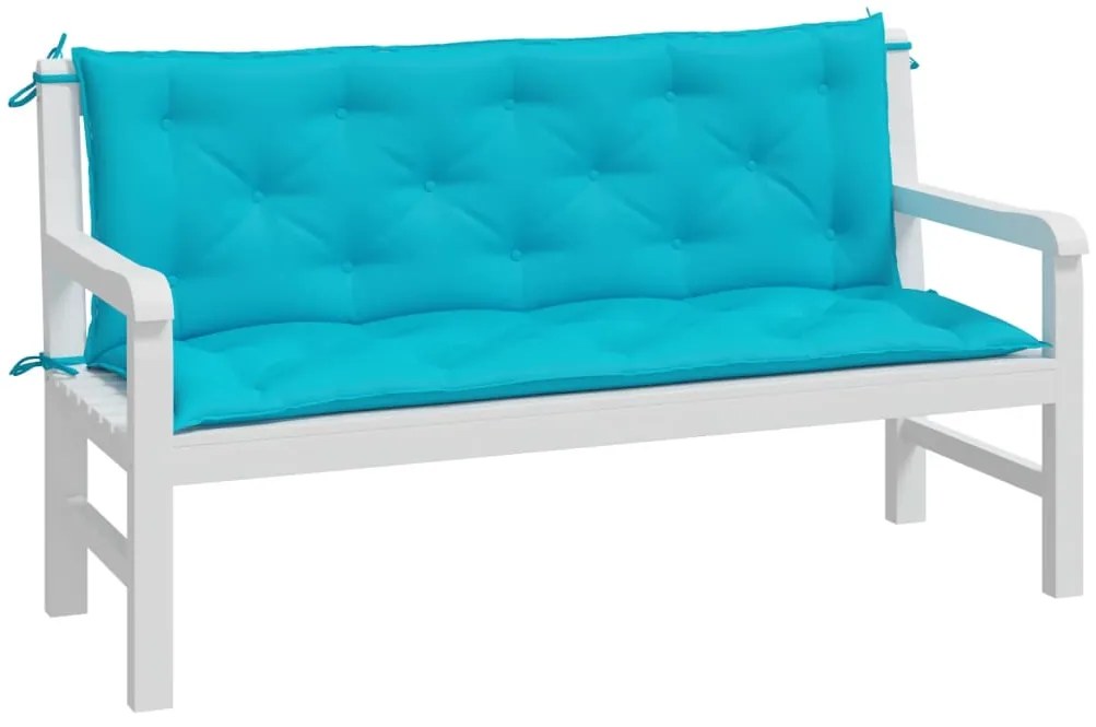 Възглавници за градински пейки 2 бр тюркоаз 150x50x7 см плат