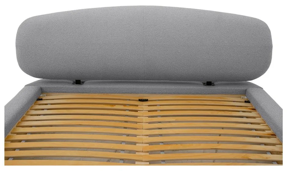 Сиво тапицирано двойно легло с включена подматрачна рамка 180x200 cm Odette – Scandic