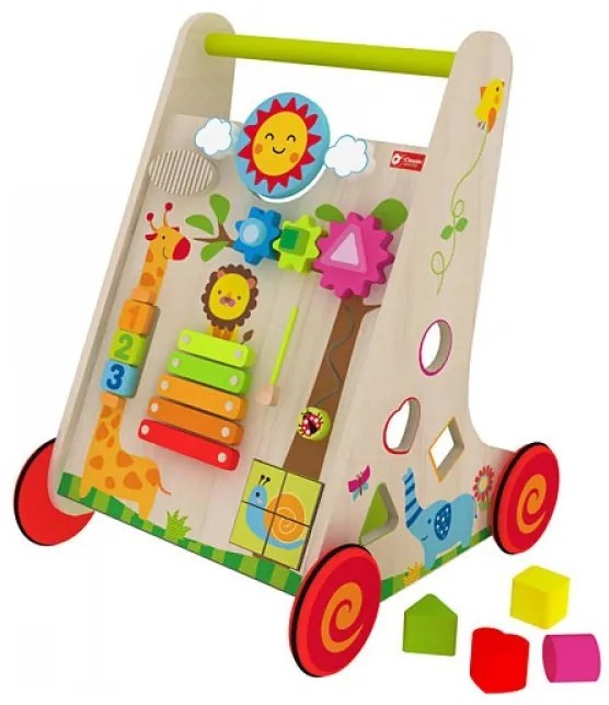 Classic world  -  Детски дървен Уокър - проходилка с игри за бебета