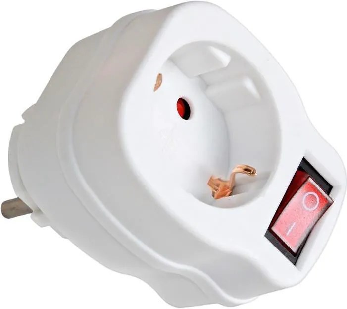 COMMEL Адаптер за контакт бял с ключ 1 х шуко  - C240-301