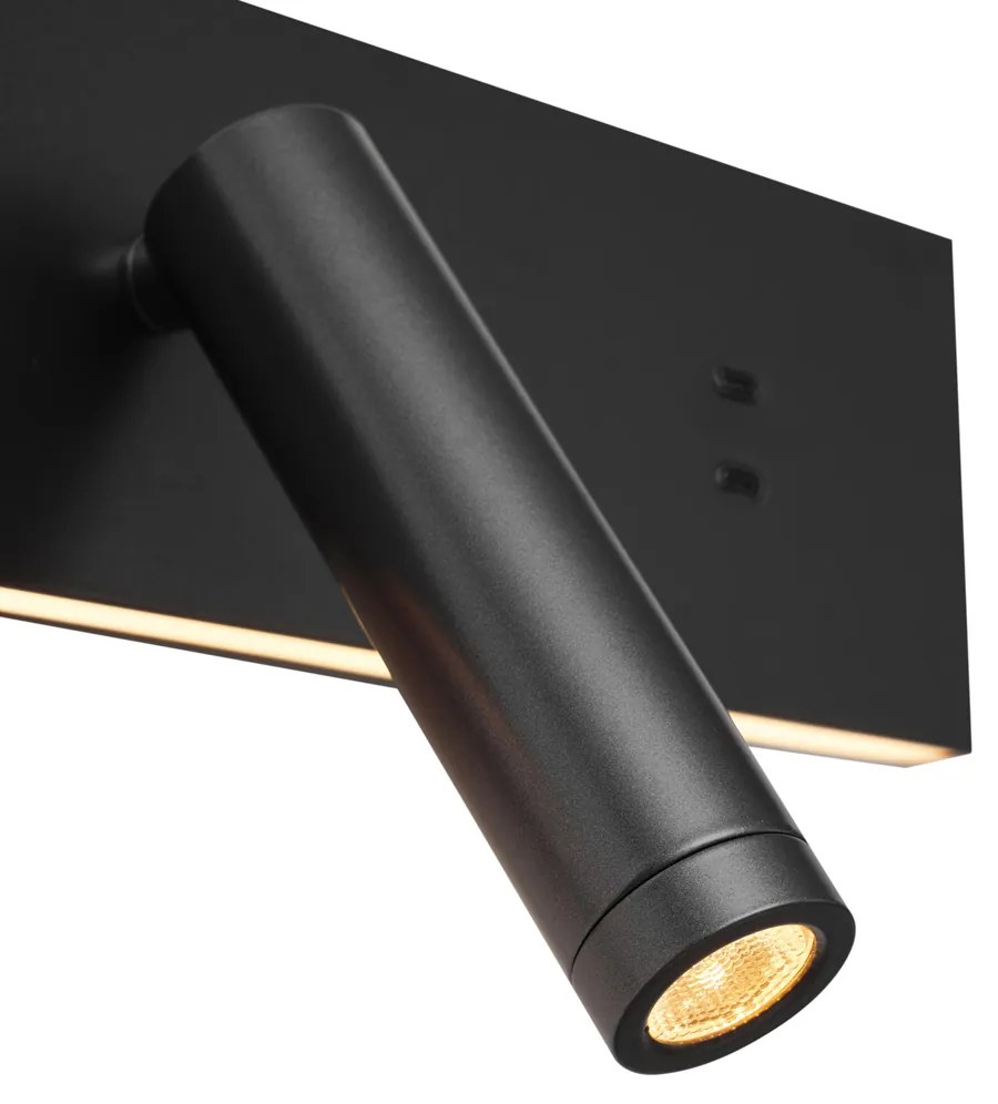 Стенна лампа черна регулируема с USB-C вкл. LED - Modric