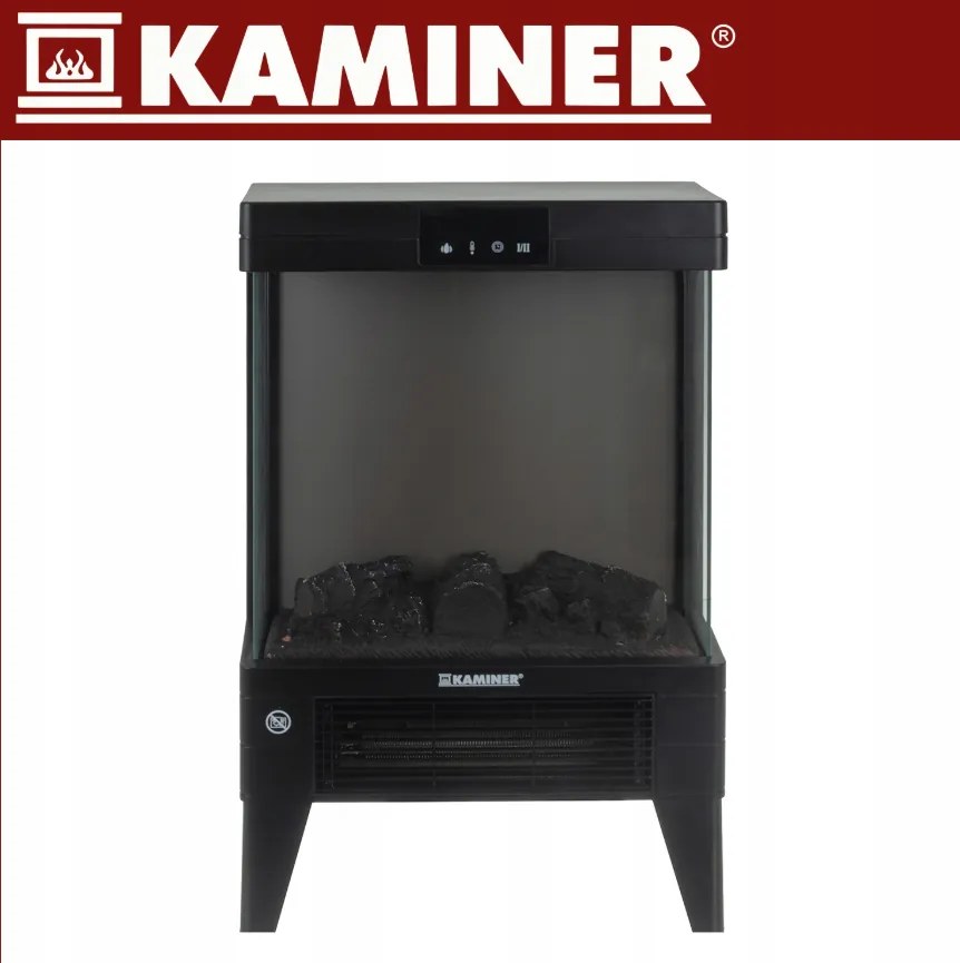 Електрическа камина KAMINER EMBEGO 2000W - свободностояща камина с вентилатор и 3D ефект на огъня
