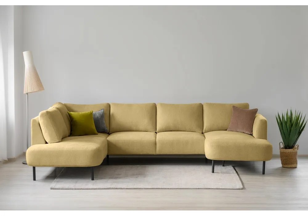 Ъглов диван в цвят жълта охра (ляв ъгъл/"U" форма) Hero – Scandic