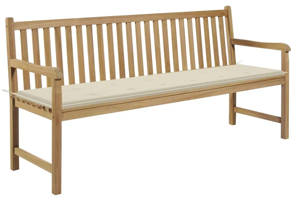 3062786 vidaXL Градинска пейка с кремаво шалте, 175 см, тик масив