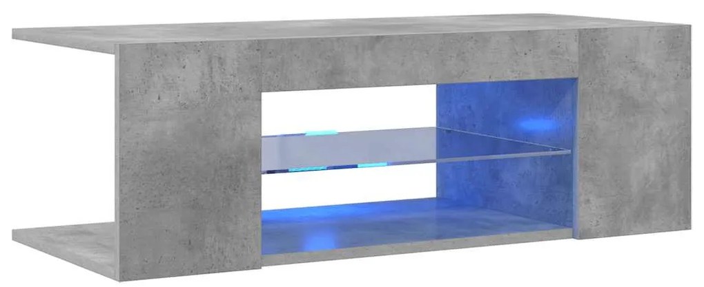 804242 vidaXL ТВ шкаф с LED осветление, бетонно сив, 90x39x30 см