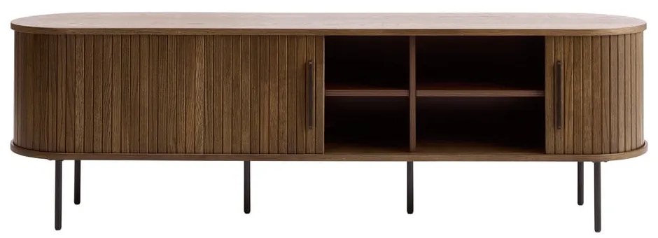 Кафява маса за телевизор от дъбов декор 180x56x45 cm Nola – Unique Furniture