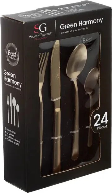 Комплект прибори Secret de Gourmet Green Harmony, Инокс, 24 части